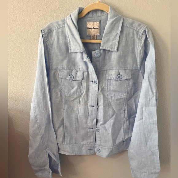 Tommy Bahama Two Palms Linen Raw Edge Jacket in Light Sky Size L NWOT - Picture 3 of 8